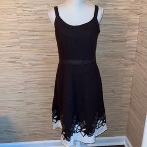 Ann Taylor brown & cream lined linen sundress size 10 EUC!